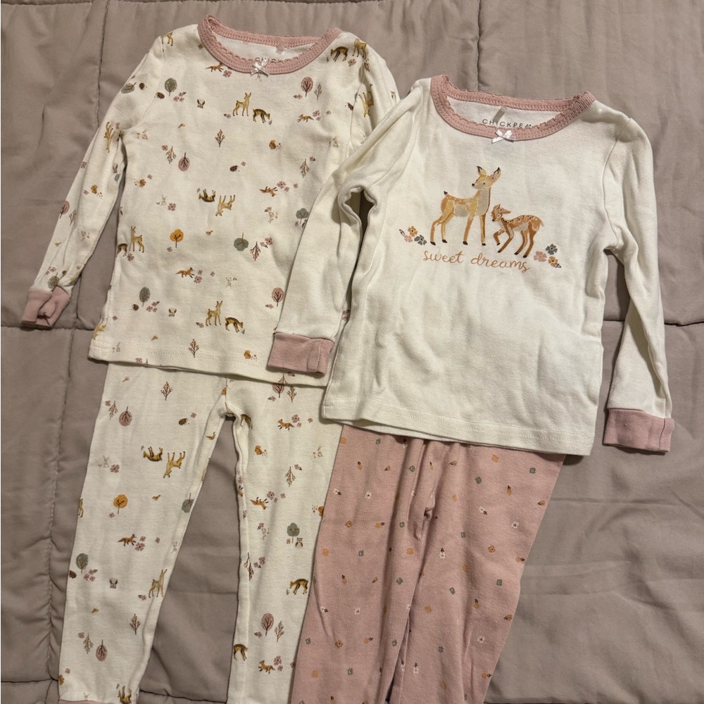 Chick Pea Cream Pajamas with Tan Trim